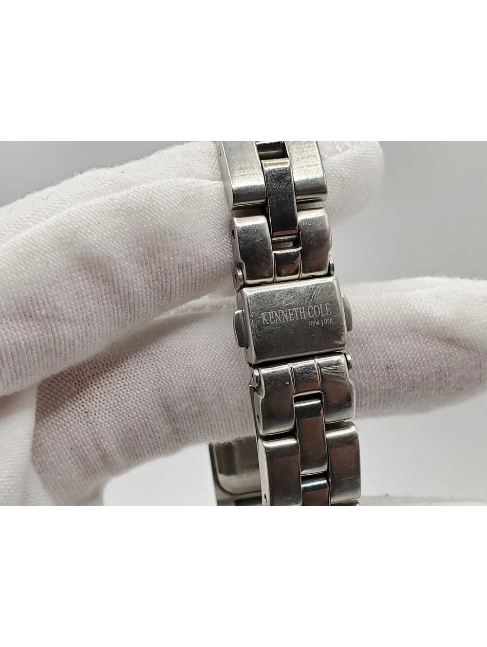 Kenneth Cole Watch Women 20mm Black Rectangle Dial Silver Tone New Battery